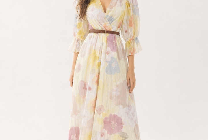 Abito Lungo Floral Dream Yellow
