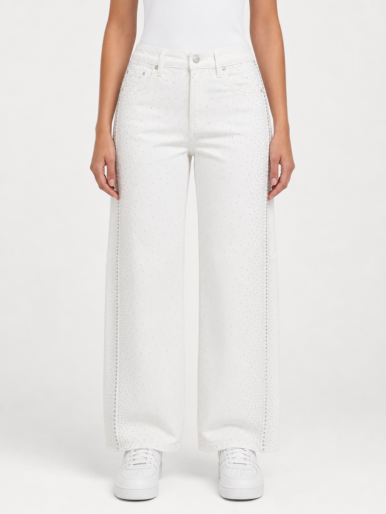 Jeans Balloon Crystal White
