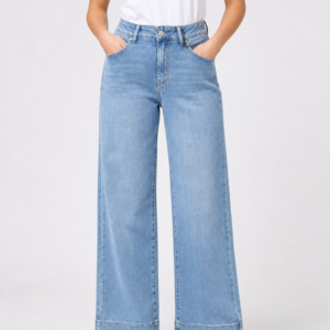 Jeans Straight Leg Seam Detail Light Wash