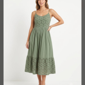 abito midi con inserti in pizzo