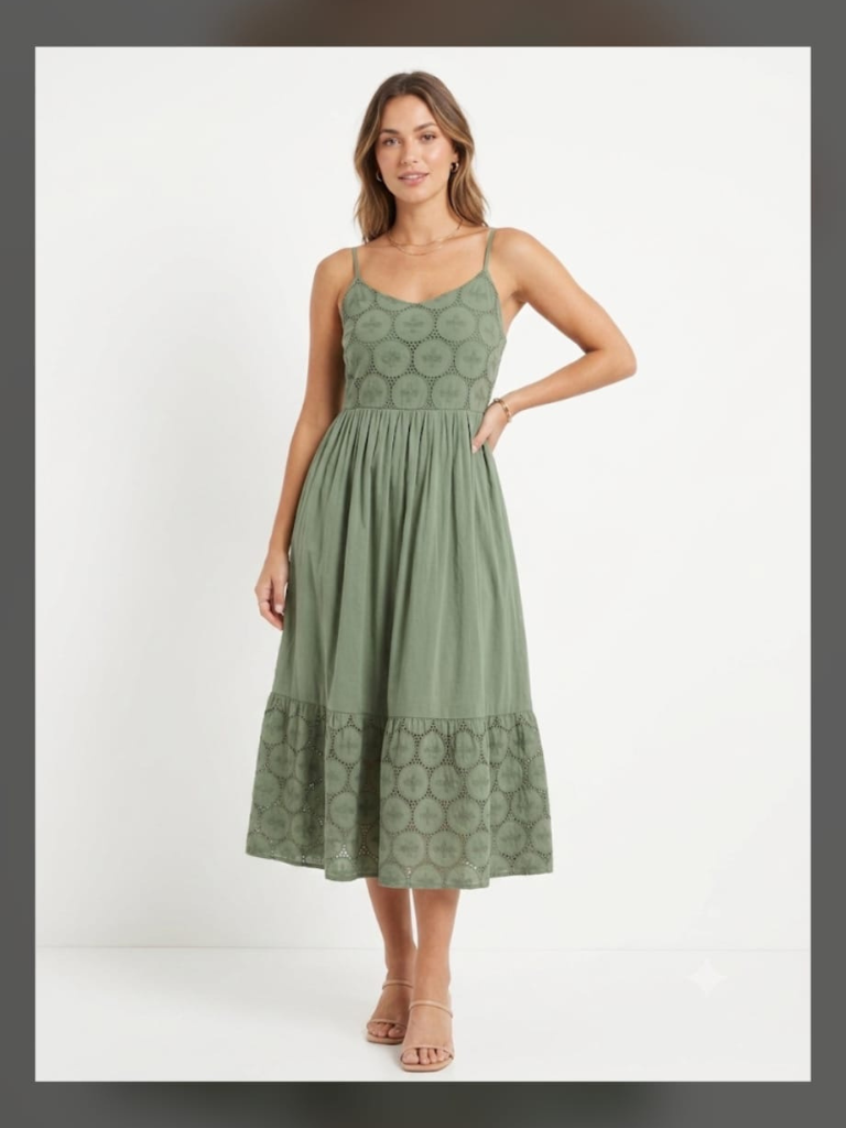 abito midi con inserti in pizzo