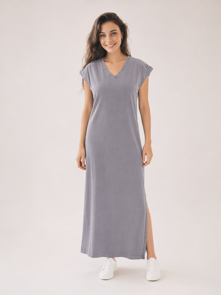 Abito Lungo Donna Grigio