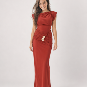 Abito Lungo Elegante Drappeggiato Donna