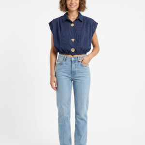 camicia cropped sangallo Blu Navy